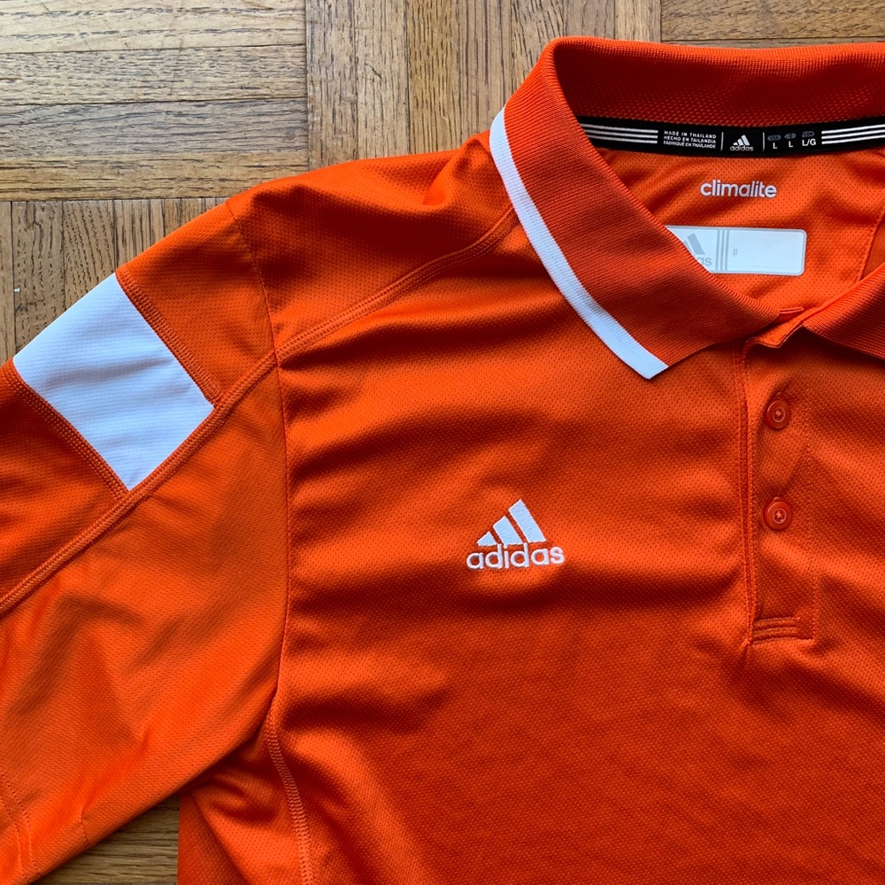 Men's Adidas Climalite Orange White Polo, Large L - Picture 2 of 5